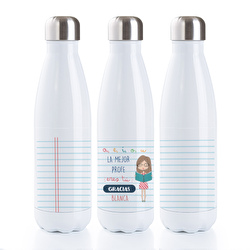 Botella de agua personalizada para el profesor o profesora con