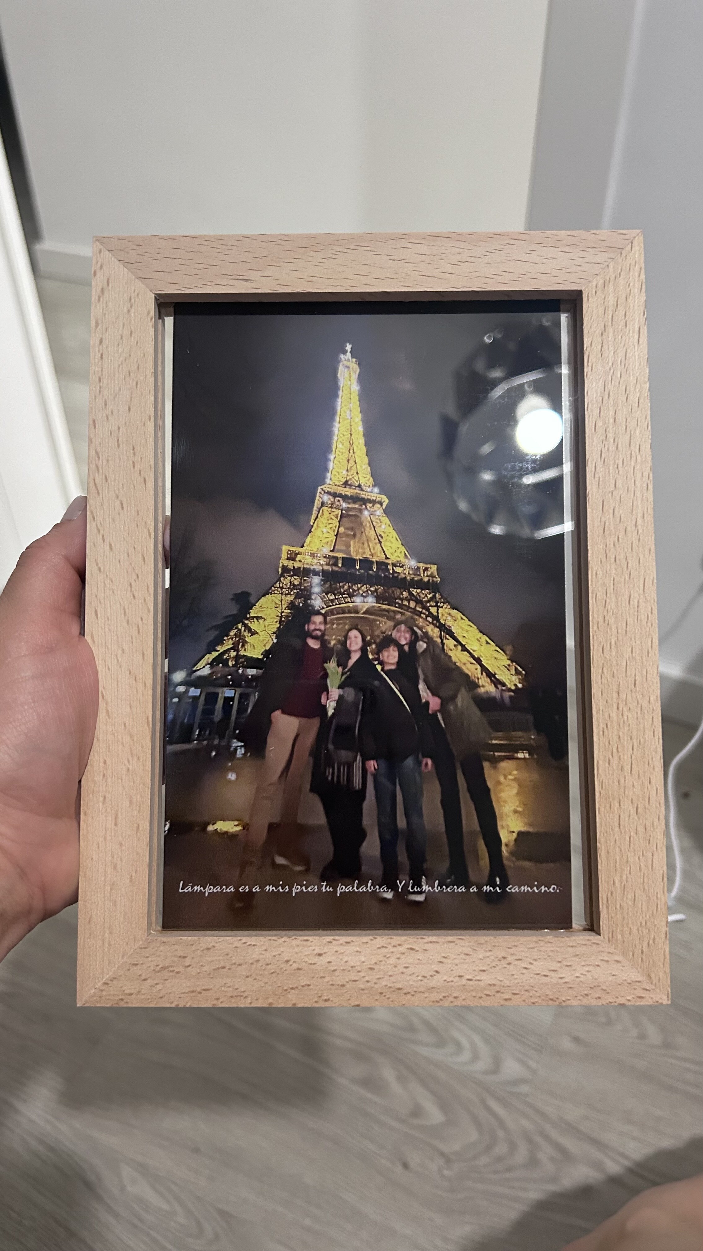 Marco De Fotos LED Brillante Con Luz Cálida USB De Madera Creativa